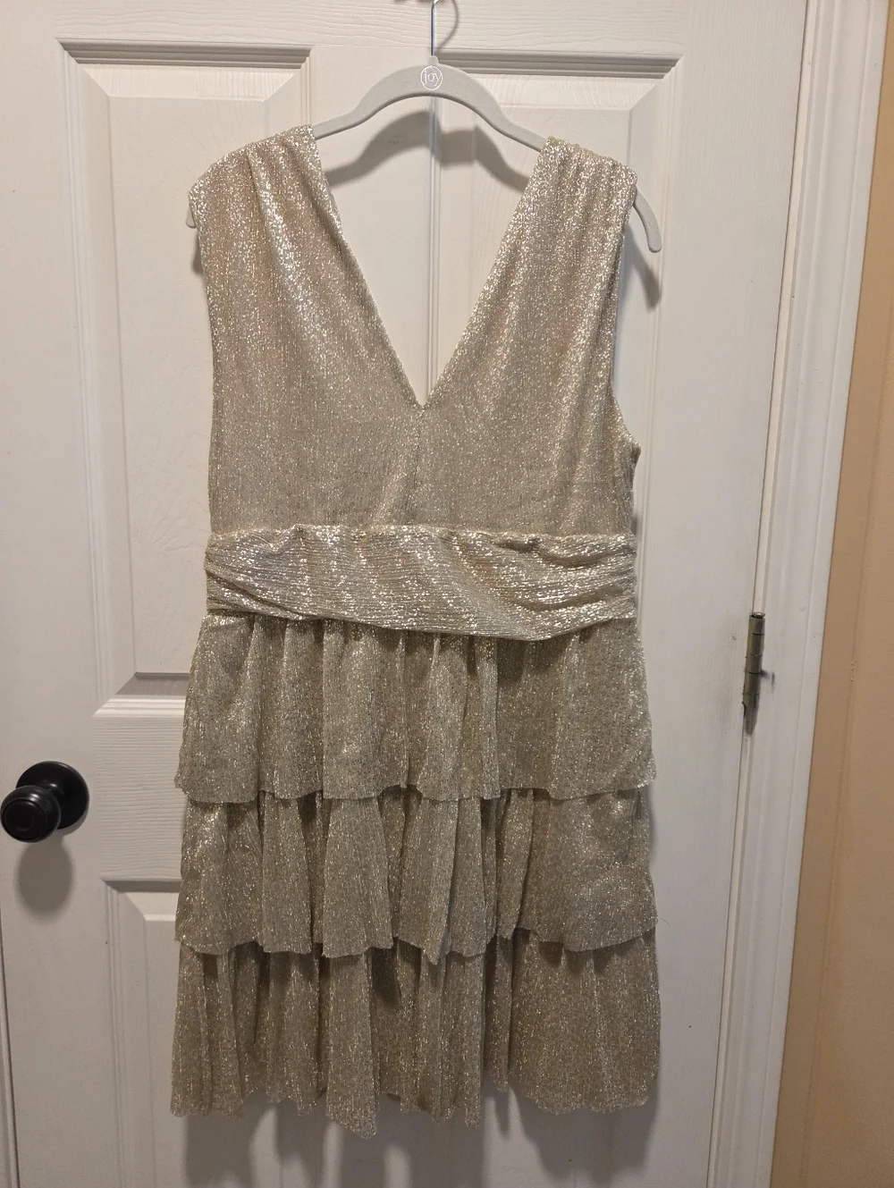 Lilly Pulitzer Large Faye Ruffle Dress Metallic Crinkle NWT - Picture 4 of 4